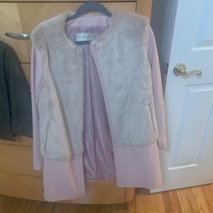 Pink fur/ peacoat. Zara. Size large